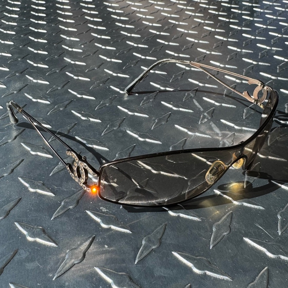 Chanel Vintage Logo Rhinestone Sunglasses in Bronze